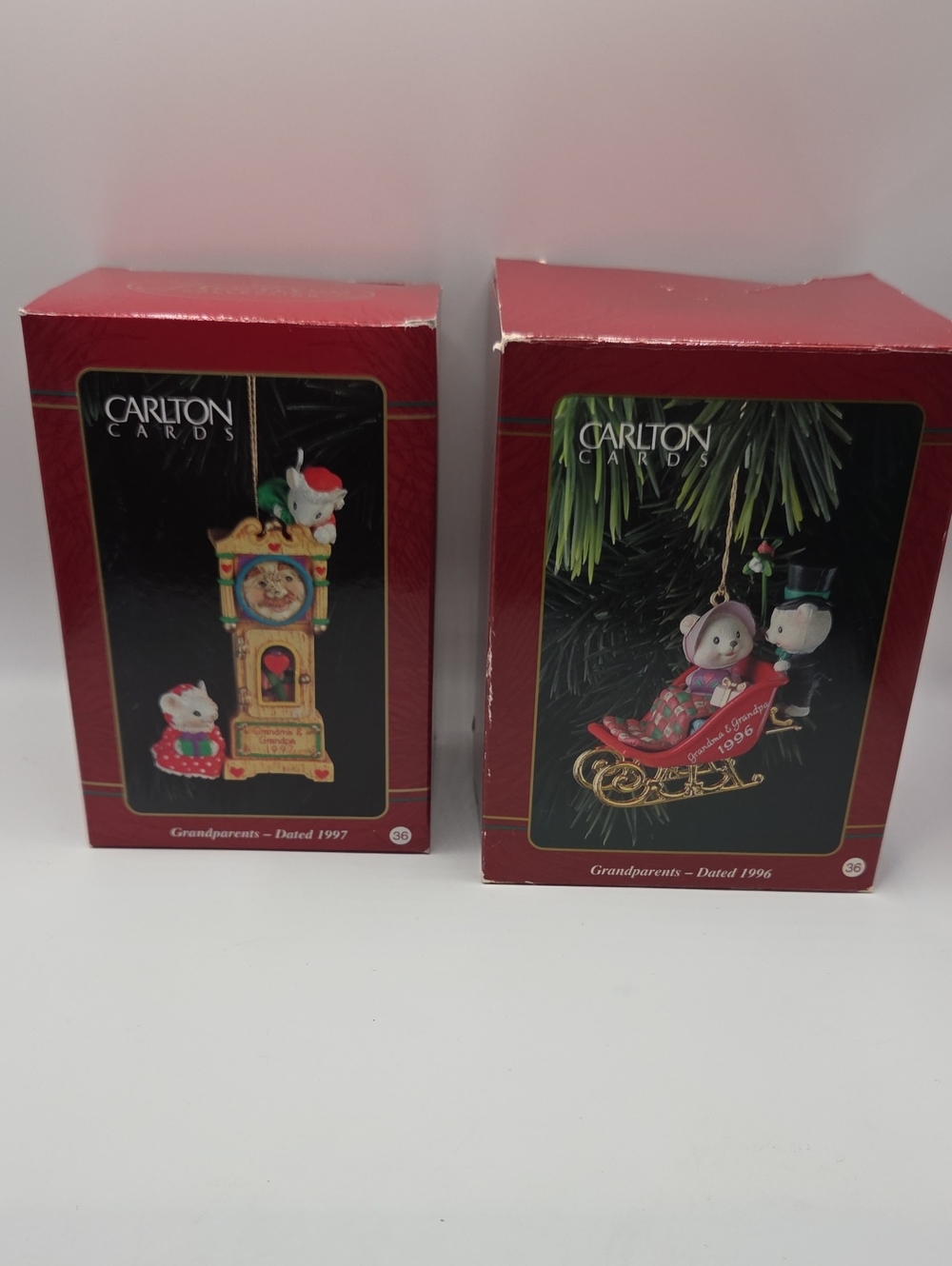 Carlton Cards Red Holiday Grandparents Ornament Set